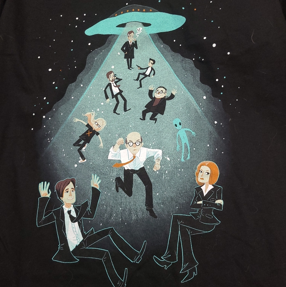Teefury X-files UFO black large tee t-shirt